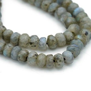 Faceted Labradorite Rondelles Genuine Gemstone Beads 4x6mm 10pcs
