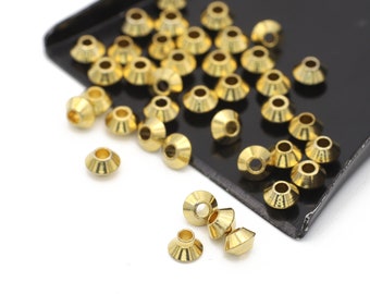 Vintage Brass Bicone Beads 4mm 12pcs