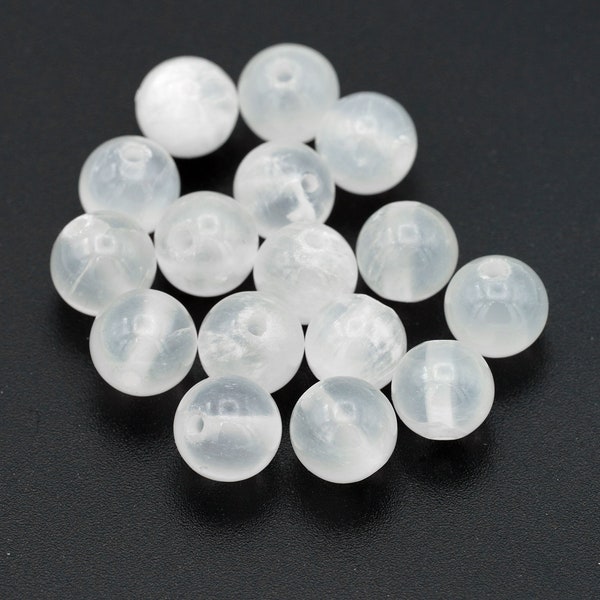 Vintage Genuine Selenite Beads Round Polished 8mm 10pcs