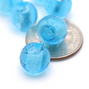 Periwinkle Round Venetian Murano Glass Foil Lampwork Beads Ball Beads 12mm 4pcs