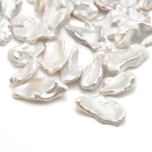 White Freshwater Fine Keshi Pearls 12-16mm 6pcs