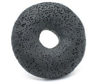 Large Volcanic Lava Rock Black Pendant Donut Shaped Pendant 50mm 1pc
