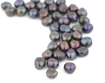 Peacock Freshwater Grey Purple Pearls 5x6mm 8pcs