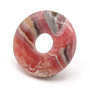 Colgante de rodocrosita en forma de donut: disco de piedra preciosa auténtica (32 mm)