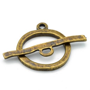 Extra Large Antique Gold Pewter Round Toggle Clasp Wholesale Supplies, Approx. 38mm 1 set