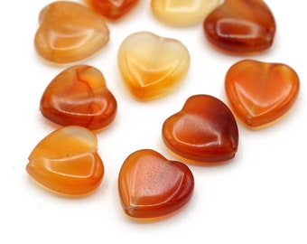 Genuine Carnelian Gemstone Heart Beads 12mm 5pcs