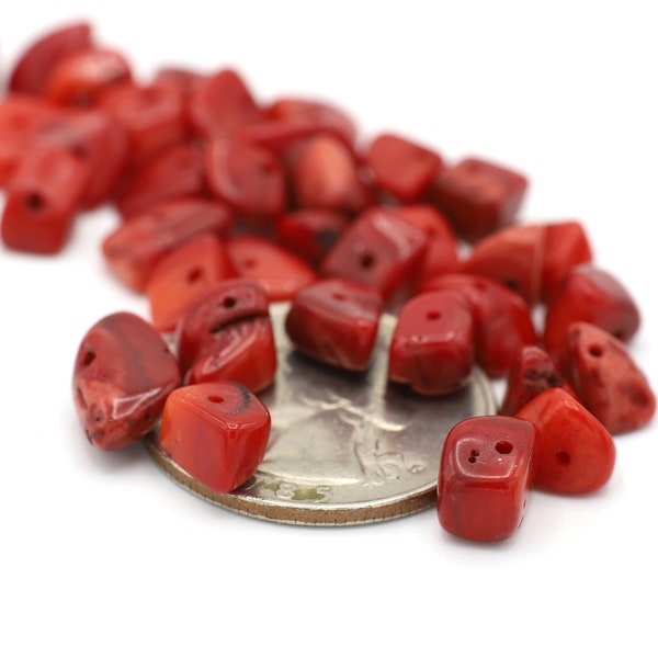 Genuine Red Coral Beads 8-10mm 10pcs