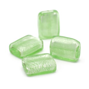Ice Mint Green Venetian Murano Glass Rectangles 8x15x20mm 2pcs