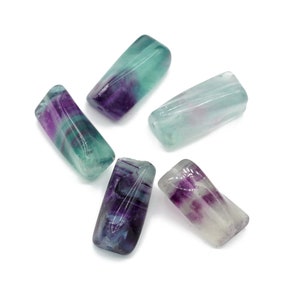 Genuine Fluorite Stones Elongated Twisted Column Beads Triangle Twist Column Barrel Shaped 10x20 2pcs
