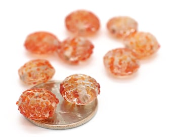 Vintage Flat Round Venetian Murano Lampwork Beads with Orange 12mm 6pcs