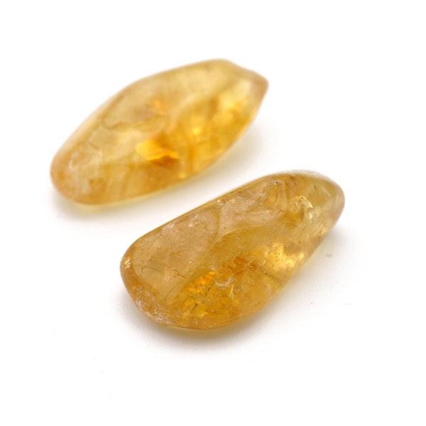Genuine Smooth Nugget Beads of Yellow Citrine, Wholesale Beads, Jewelry Supplies, Beads for Jewelry Making, 25mm 2pcs
