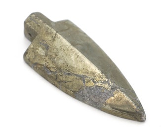 Vintage Genuine Pyrite Gemstone Arrow Head Pendants 23x54mm 1pc