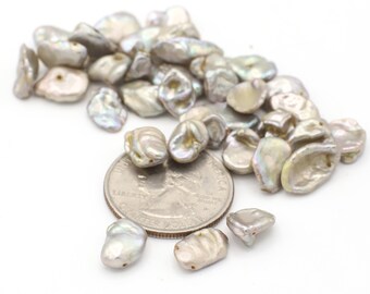 Champagne Freshwater Keshi Pearls 8-14mm 8pcs