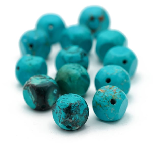 Genuine Turquoise Nuggets Six Sided Cube Dice Shaped Beads 10mm 8pcs