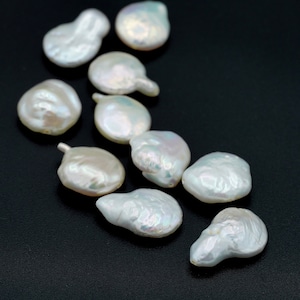White Freshwater Pearls Coin Pearls.  High Luster Center Drilled 12x15-20mm 5pcs