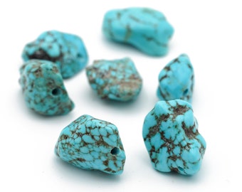 Genuine Turquoise Nuggets Center Drilled 10-20mm 8pcs