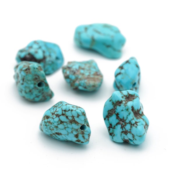 Genuine Turquoise Nuggets Center Drilled 10-20mm 8pcs