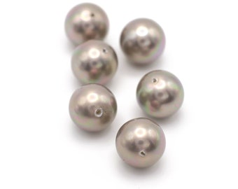 Champagne Silver Genuine Swarovski Crystal Pearls 10mm 6pcs