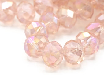 Facettierte Rosa AB Kristallperlen Donut Rondelle 9 x 12 mm 5stk