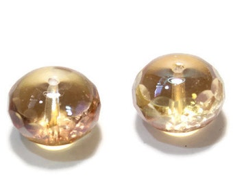 Große Champagner Kristall facettierte Donut Perlen 10 x 16 mm 2Stk