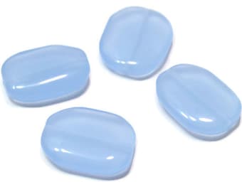 Vintage Blue Glass Rectangle Beads 14x20mm 4pcs