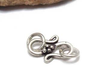 Gancho en forma de S de plata de ley con diseño estilo balinés, 13 mm