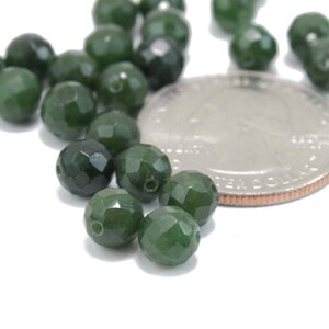 Faceted Olive Green Jade Ball Beads 6mm 8pcs