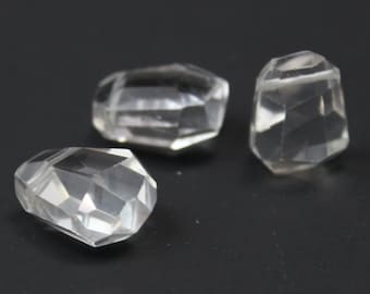 Faceted Rock Crystal Top Side Drilled 18x16mm 2 pcs