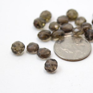 Faceted Smoky Topaz Round Stones 8-10 mm in Diameter 6pcs