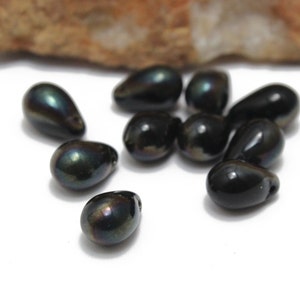 Blue Bronze Teardrop Briolettes Top Side Drilled 6x10mm 12pcs