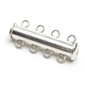 Sterling Silver Tube Clasp Magnetic Clasp for 4 Strands 27mm 1pc