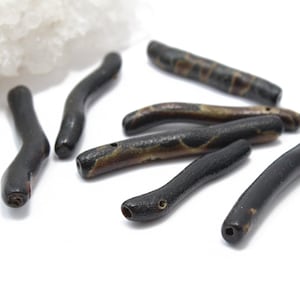 Genuine Black Coral Horn Sticks 38x5mm 6pcs 画像 1