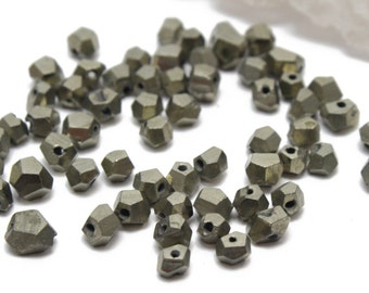 Genuine Faceted Pyrite Nugget Beads for Jewelry 4-6mm 10pcs