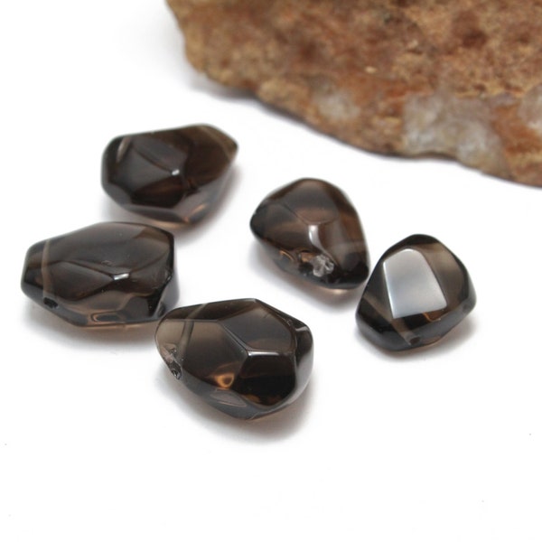 Large Faceted Smokey Topaz Top Side Drilled Stones 15x20mm 5pcs