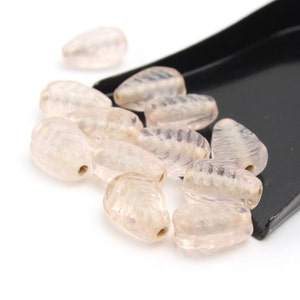 Vintage Etched Baby Pink Crystal Leaves 5x8x11mm 8 pcs