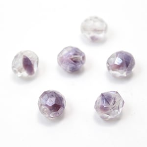 Faceted Light Purple and Silver Round Czech Crystal Beads 10mm 10pcs