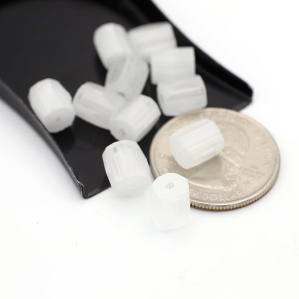 Vintage Licorice Shaped Tube Beads in a White Selenite Color mm 6-8mm 10pcs