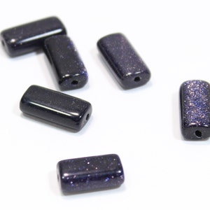 Blue Goldstone Rectangle Stones 15x8mm 2pcs