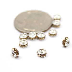 Rondelle Spacers with Topaz Swarovski Crystals 5x3mm 6 pcs