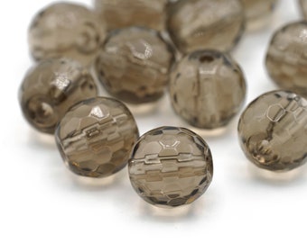 Smokey Topaz Faceted Round Shaped Beads 8mm 6pcs