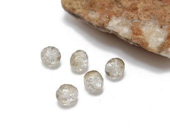 Faceted Crackle Crystals in Crystal and Gold 9x10mm 10pcs