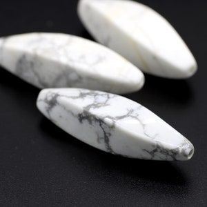 Genuine Howlite Stones Elongated Ovals with a Twist 10x40mm 2pcs