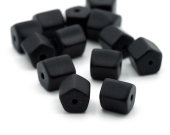 Vintage Matte Black 5 Sided Crystal Beads 8mm 12pcs