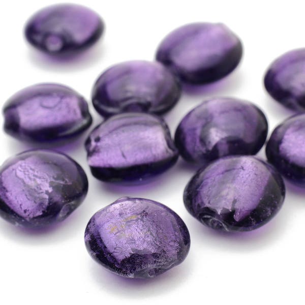 Dark Purple Venetian Glass Round Beads 12mm 4pcs