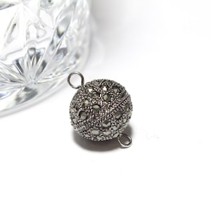 Sterling Silver and Marcasite Round Screw Cap Lock 15mm 1 pc