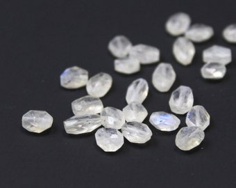 Faceted Genuine Moonstone Beads 6x8mm 10pcs