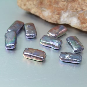 Pfauenblau Süßwasser Biwa Stick Perlen 8x14mm 4Stk