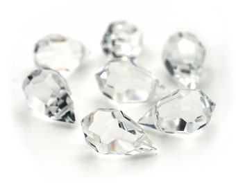 Vintage Faceted Teardrop Crystal Bead, Clear Crystal Beads for Jewelry Making 12x17mm 2 pcs