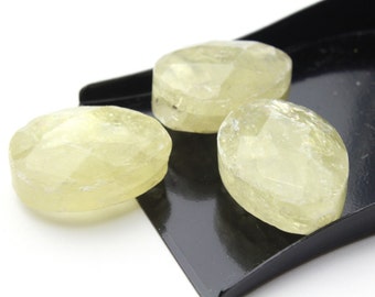 Natural Faceted Lemon Citrine Teardrops Center Drilled 15x20mm 3pcs