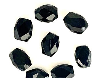 Genuine Faceted Black Onyx 15x18mm 2pcs